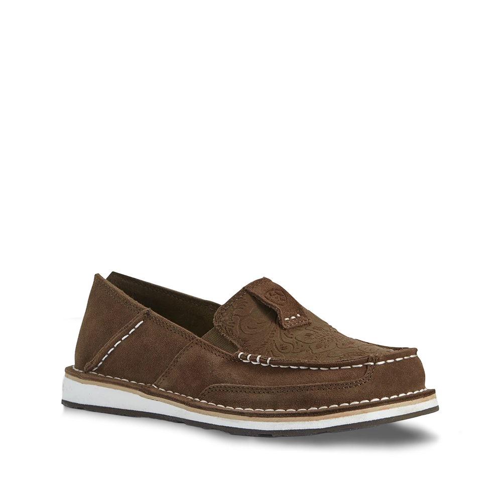 Ariat Ladies Cruiser Floral Embossed Suede Brown Slip On Shoes 10031609 1 Ariat Ladies Cruiser Floral Embossed Suede Brown Slip On Shoes 10031609