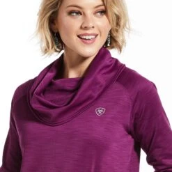 Ariat® Ladies Conquest Cowl Neck Imperical Violet Sweatshirt 10032856 -Western Cowboy Equipment Store 10032856 detail02
