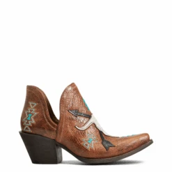 Ariat Ladies Encore Southwestern Cognac Snip Toe Booties 10040376 -Western Cowboy Equipment Store 10040376 side