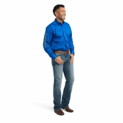 Ariat® Men's Team Logo Twill Turkish Sea Button Down Shirt 10042179 -Western Cowboy Equipment Store 10042179c