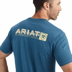 Ariat® Men's Linear Octane Steel Blue Heather Graphic T-shirt 10042760 -Western Cowboy Equipment Store 10042760d