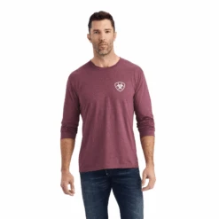 Ariat® Men's Long Sleeves Type Crest Burgundy Heather T-shirt 10042783