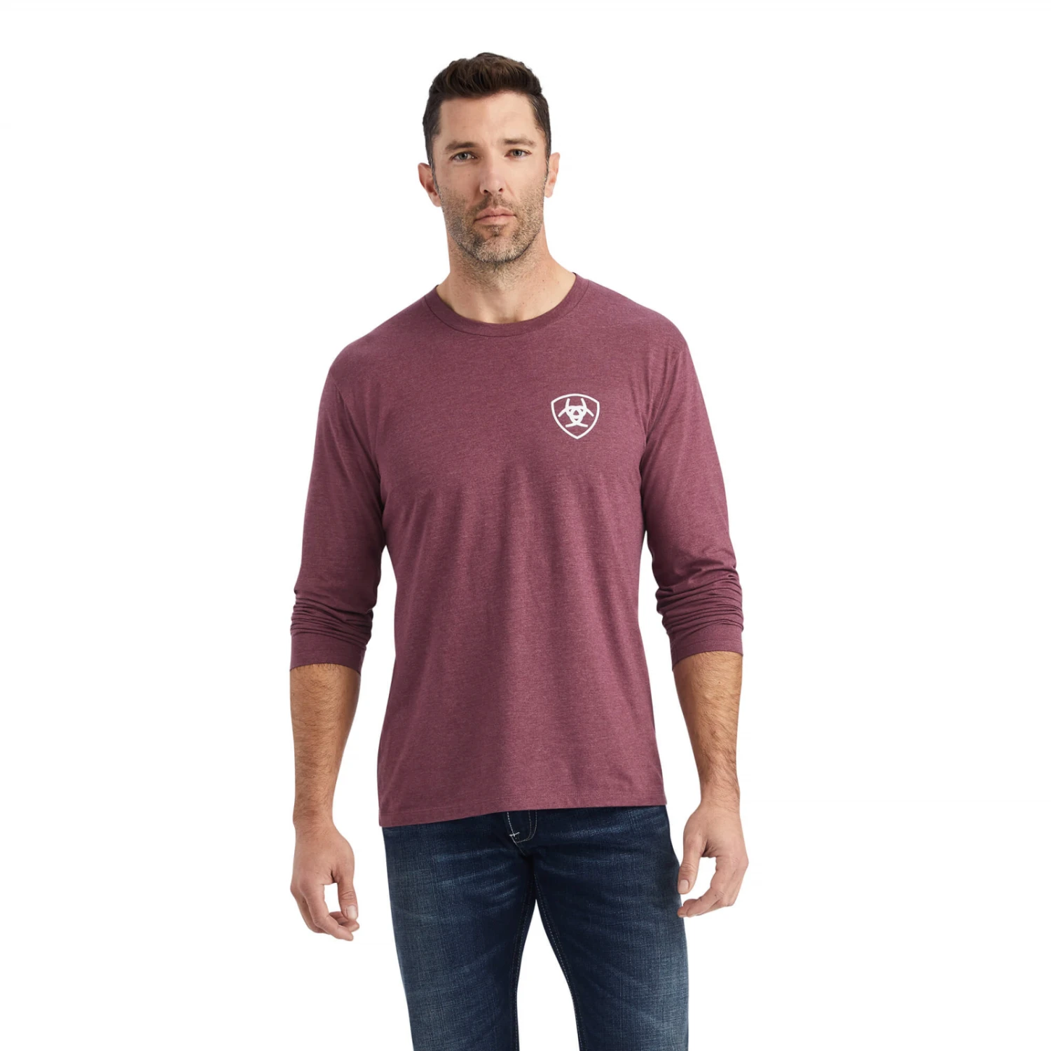 Ariat® Men's Long Sleeves Type Crest Burgundy Heather T-shirt 10042783 1 Ariat® Men's Long Sleeves Type Crest Burgundy Heather T-shirt 10042783
