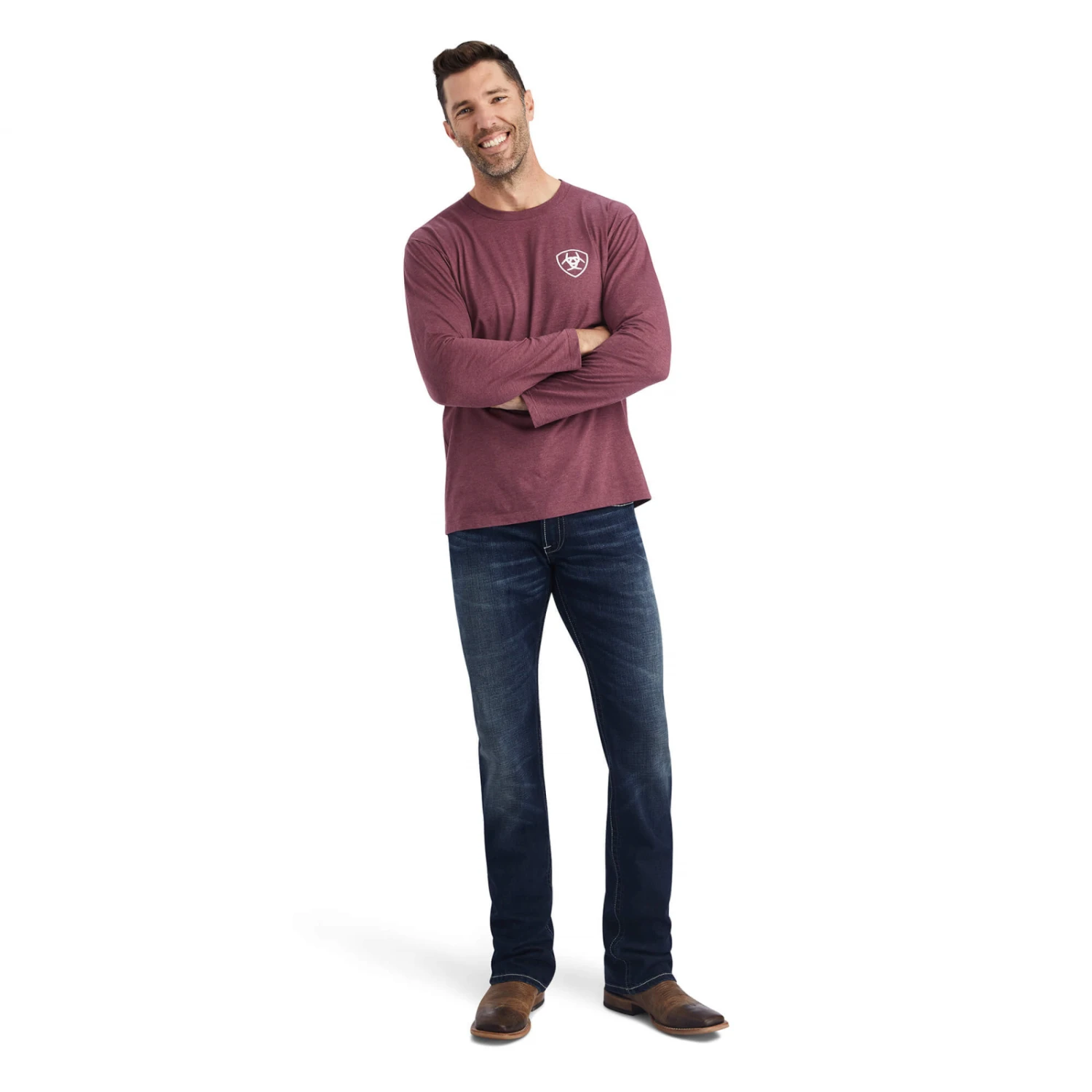 Ariat® Men's Long Sleeves Type Crest Burgundy Heather T-shirt 10042783 4 Ariat® Men's Long Sleeves Type Crest Burgundy Heather T-shirt 10042783 - Image 4