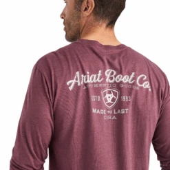 Ariat® Men's Long Sleeves Type Crest Burgundy Heather T-shirt 10042783 6 Ariat® Men's Long Sleeves Type Crest Burgundy Heather T-shirt 10042783 -Western Cowboy Equipment Store 10042783d