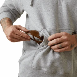 Ariat® Men's Rebar Workman 1/4 Zip Heather Grey Hoodie 10043367 -Western Cowboy Equipment Store 10043367e