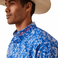 Ariat® Men's Team Steven Fitted Blue Floral Button Down Shirt 10043798 -Western Cowboy Equipment Store 10043798f