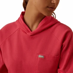 Ariat® Ladies Rebar Cotton Strong™ Teaberry Pink Hooded T-Shirt 10043840 -Western Cowboy Equipment Store 10043840d