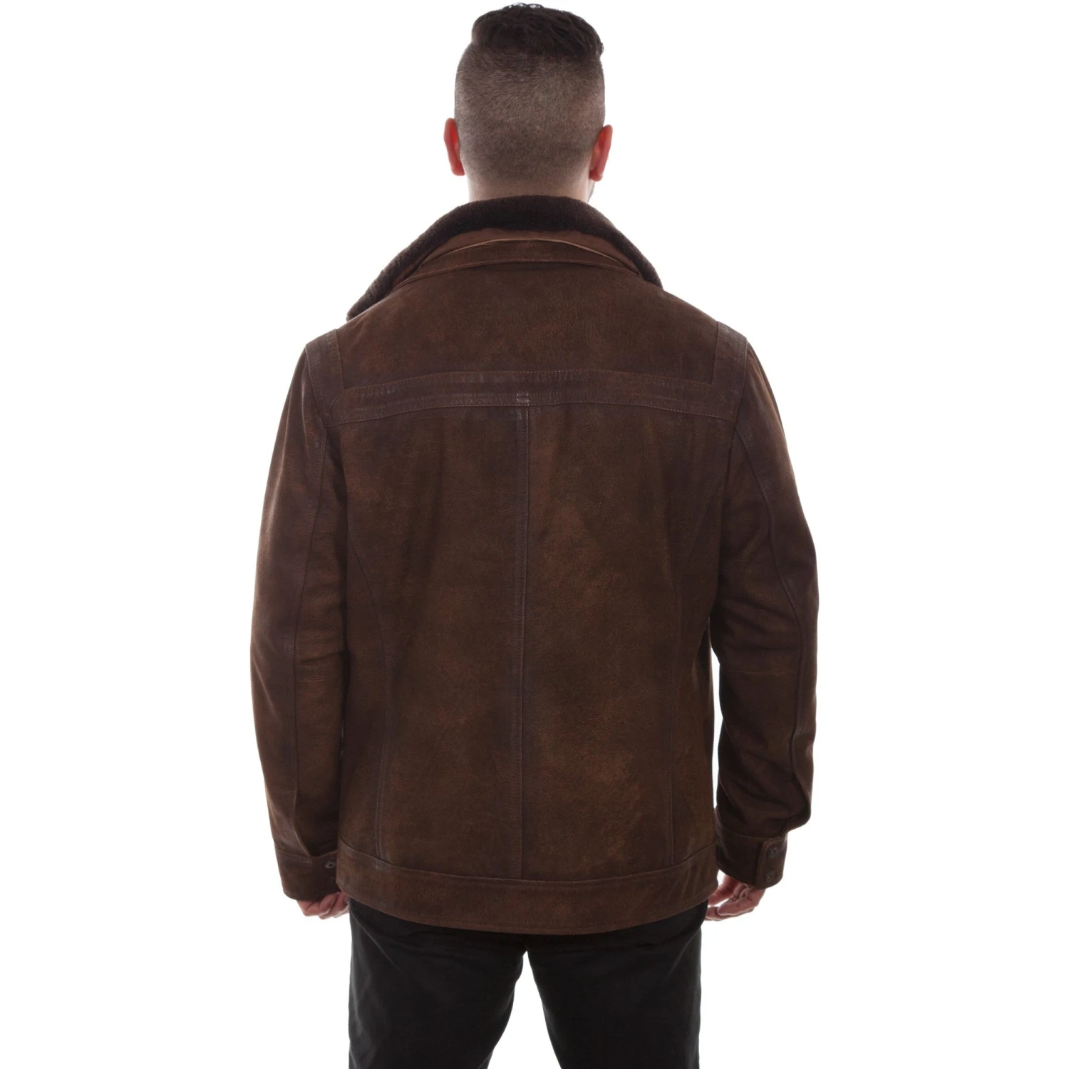 Scully Men's Shearling Collar Brown Suede Leather Jacket 1010-429 2 Scully Men's Shearling Collar Brown Suede Leather Jacket 1010-429 - Image 2