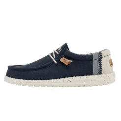 Hey Dude Men's Wally Linen Natural Navy Shoes 110792568 -Western Cowboy Equipment Store 110792568 Hey Dude Mens Wally Linen Shoes kowear 01 14651.1647855929