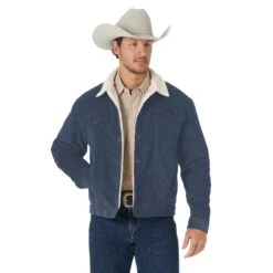 Wrangler Men's Corduroy Sherpa Lined Ombre Blue Jacket 112318282