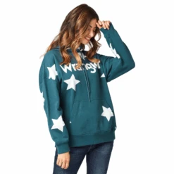 Wrangler® Retro Ladies Americana Blue Pullover Hoodie 112321239 -Western Cowboy Equipment Store 112321239b