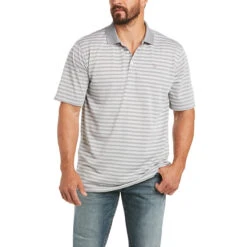 Ariat Men's Performance Melange Stripe Sharkskin Polo Shirt 10035369