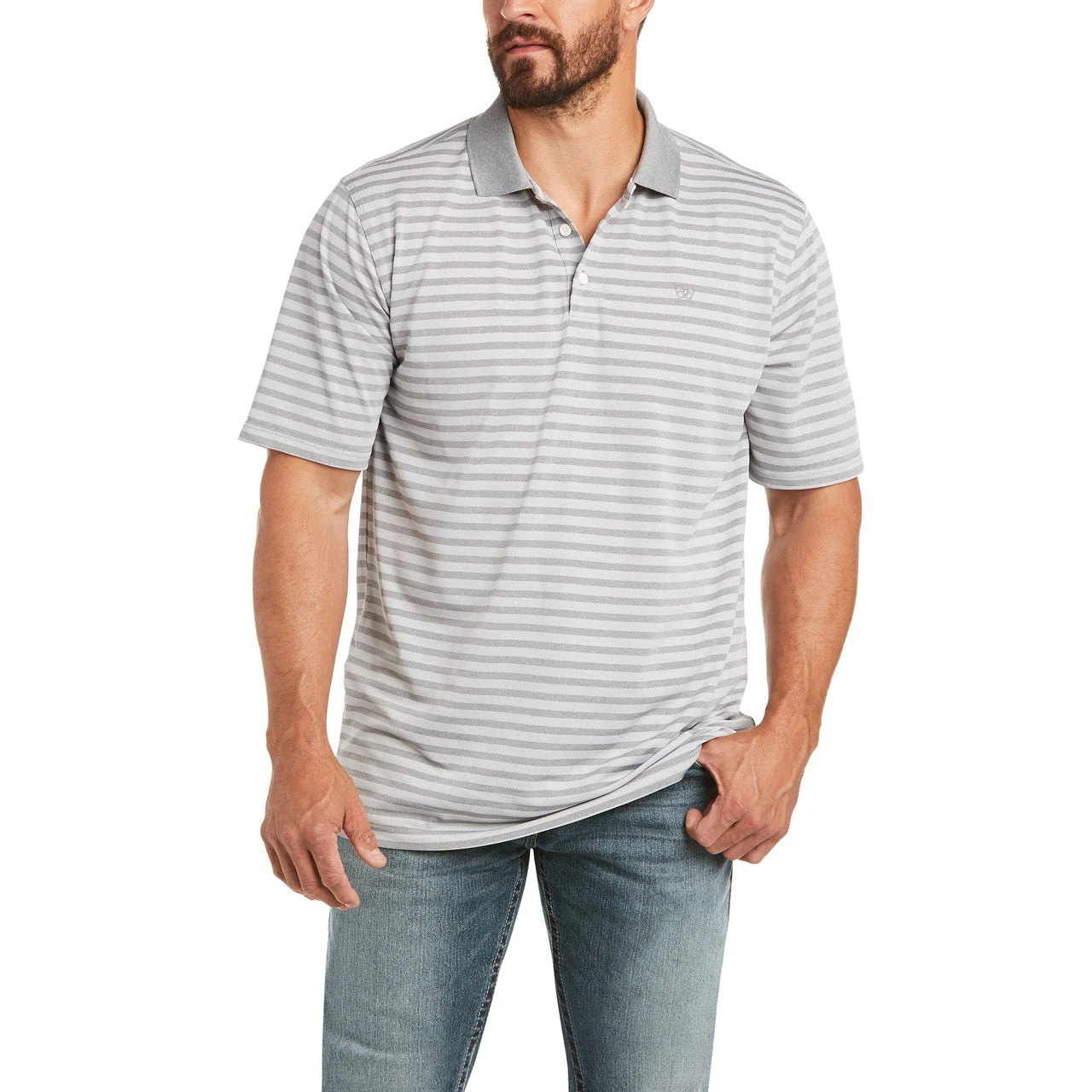 Ariat Men's Performance Melange Stripe Sharkskin Polo Shirt 10035369 1 Ariat Men's Performance Melange Stripe Sharkskin Polo Shirt 10035369