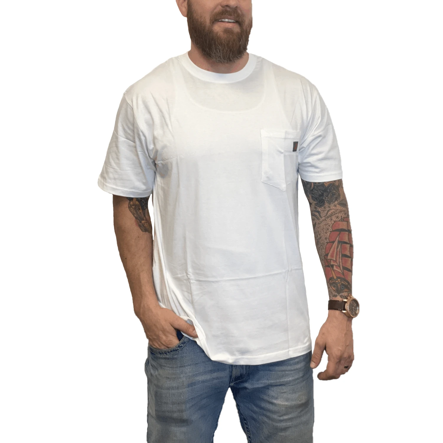 Justin Men's Pocket Short Sleeve White Work T-Shirt J-1459-WHT 1 Justin Men's Pocket Short Sleeve White Work T-Shirt J-1459-WHT