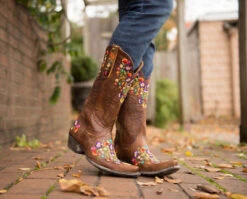 Old Gringo Sora 13" Multicolor Floral Embroidery Boots - Brass L841-3 -Western Cowboy Equipment Store 1 eafa62f6 251a 49c2 8803 7a3ebf03974c
