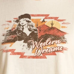 Rock & Roll Cowgirl Ladies Natural Crop Top T-Shirt 49T9904 -Western Cowboy Equipment Store 225d