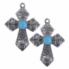 Blazin Roxx® Crystal & Turquoise Stone Cross Earrings 29553