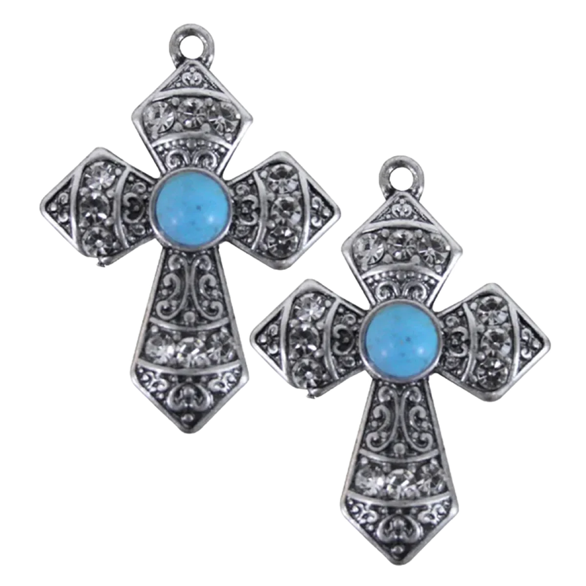Blazin Roxx® Crystal & Turquoise Stone Cross Earrings 29553 1 Blazin Roxx® Crystal & Turquoise Stone Cross Earrings 29553