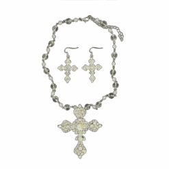 Blazin Roxx® Ladies Crystal Cross Necklace & Earrings Set 3030805