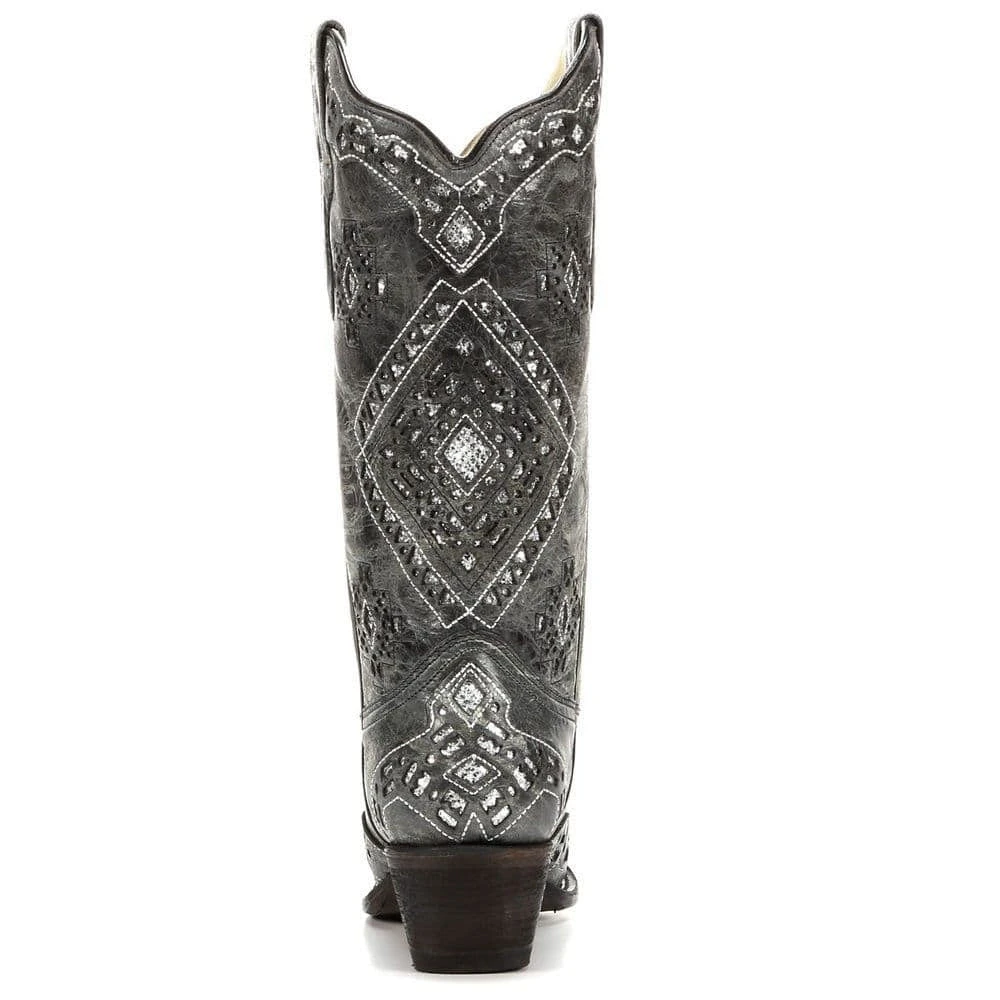 Corral Boots Corral Ladies Brandy Grey Black& Silver Glitter Inlay Boots A2963 3 Corral Boots Corral Ladies Brandy Grey Black& Silver Glitter Inlay Boots A2963 - Image 3