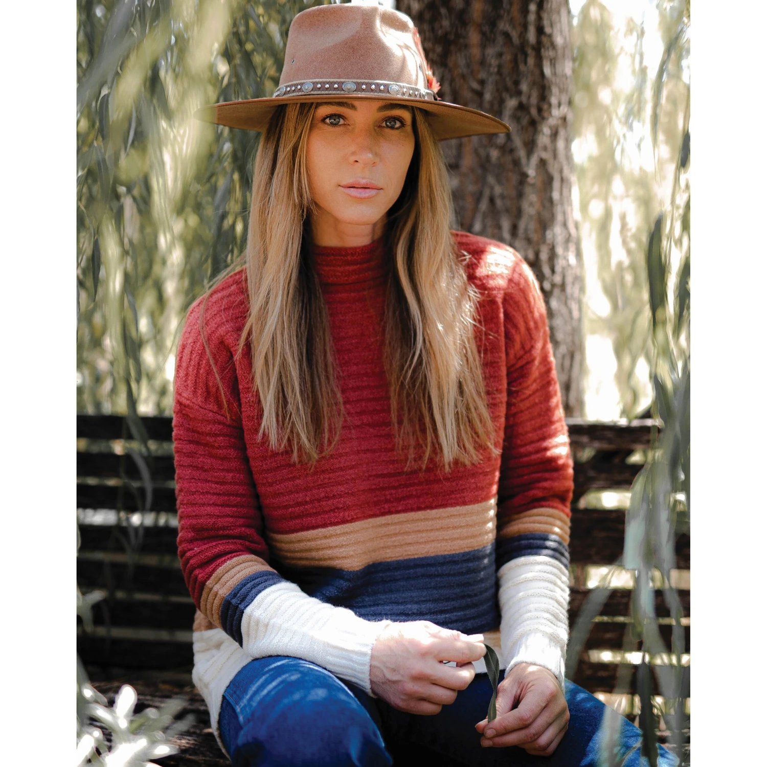 Outback Trading Company Ladies Charlotte Barn Red Sweater 40216-BRD 2 Outback Trading Company Ladies Charlotte Barn Red Sweater 40216-BRD - Image 2