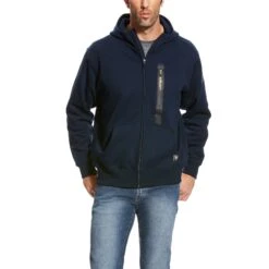 Ariat® Men's Rebar Workman Navy Blue Full Zip Hoodie 10023938