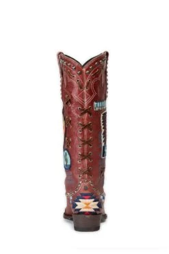 Double D Ranch Ladies Escalante Red Patchwork Biker Boots DDL044-1 -Western Cowboy Equipment Store 57 aca22598 ca3f 48da 8bff cf0c68933684