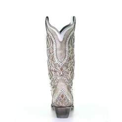 Corral Boots Corral Ladies White Overlay With Studs & Crystals Leather Boots A3837 -Western Cowboy Equipment Store 57 b27589eb 964f 4c39 b043 fbef6f29cd97