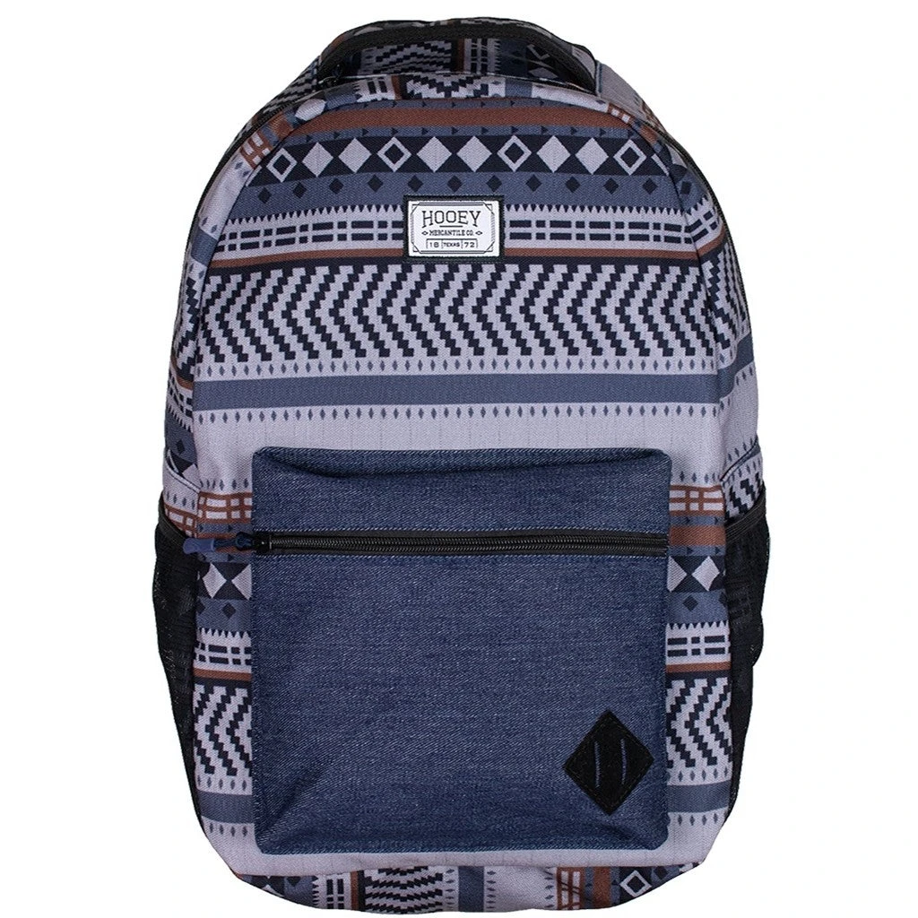 Hooey "Recess" Blue/Maroon Aztec Print & Denim Backpack BP035BL 1 Hooey "Recess" Blue/Maroon Aztec Print & Denim Backpack BP035BL