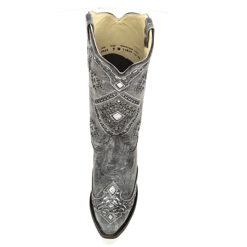 Corral Boots Corral Ladies Brandy Grey Black& Silver Glitter Inlay Boots A2963 6 Corral Boots Corral Ladies Brandy Grey Black& Silver Glitter Inlay Boots A2963 - Image 6