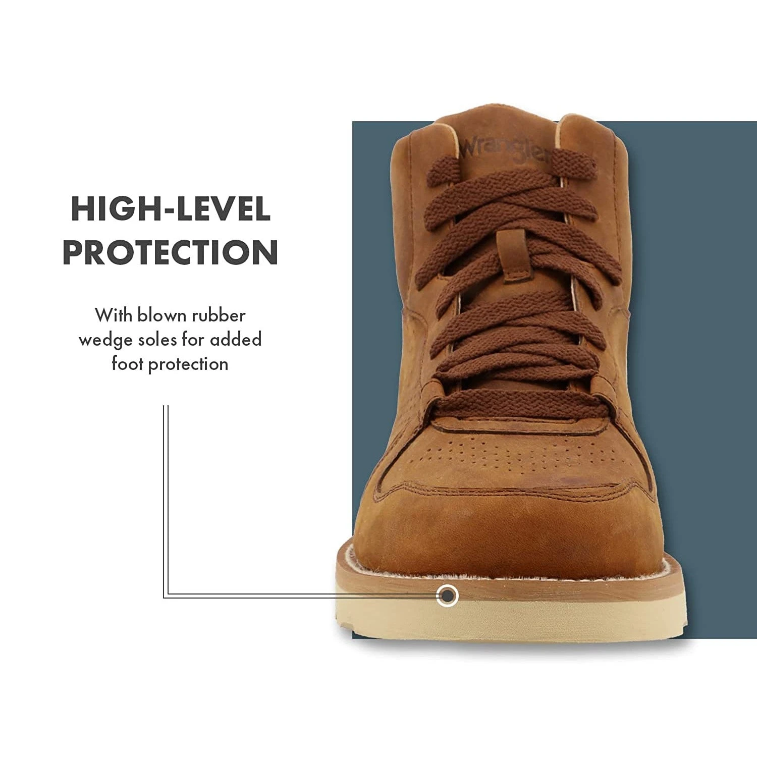 Wrangler Men's 6" Lace-Up Rugged Brown Wedge Work Boots KMQ0004 2 Wrangler Men's 6" Lace-Up Rugged Brown Wedge Work Boots KMQ0004 - Image 2