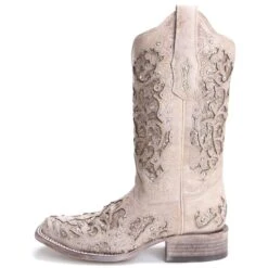 Corral Boots Corral Ladies Eliza White Glitter Inlay & Crystals Wedding Boot A3397 -Western Cowboy Equipment Store 88215 corral womens boots a3397 white 2