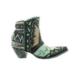 Old Gringo® Ladies Eagle Flight Black & Aqua Snip Toe Booties BL3515-1 -Western Cowboy Equipment Store BL3515 1 4