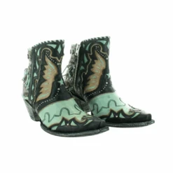 Old Gringo® Ladies Eagle Flight Black & Aqua Snip Toe Booties BL3515-1 -Western Cowboy Equipment Store BL3515 1 5