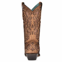 Corral Boots Corral® Ladies Shedron Inlay Snip Toe Brown Western Boots C3813 -Western Cowboy Equipment Store C3813 3
