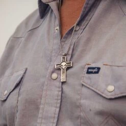 Montana Silversmiths® Combat Zone Cross Necklace CKNC5105 -Western Cowboy Equipment Store CKNC5105 mod2