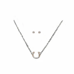 Silver Strike® Ladies Horseshoe & Crystal Stud Jewelry Set DNE0737SBGB