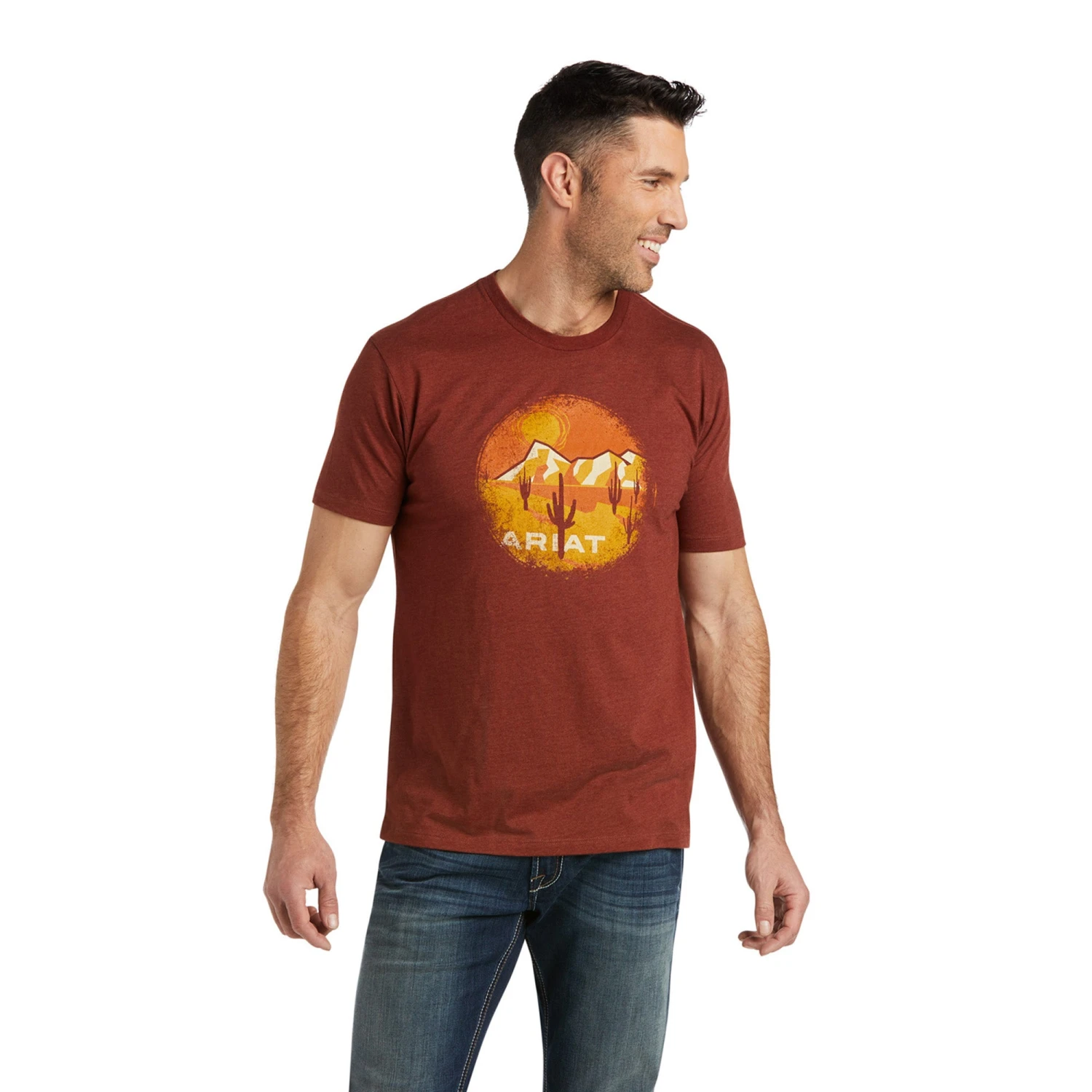 Ariat® Men's Desert Scape Rust Heather Short Sleeve T-Shirt 10038194 1 Ariat® Men's Desert Scape Rust Heather Short Sleeve T-Shirt 10038194