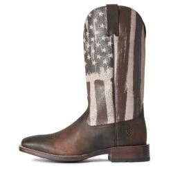Ariat Men's Patriot Ultra Taylor Tan & Distressed Flag Boots 10038395 -Western Cowboy Equipment Store F21 MNS WEST 10038395 side