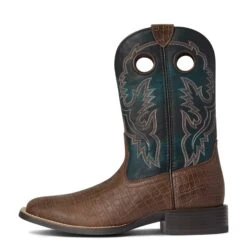 Ariat Men's Sport Buckout Deep Blue Croc Print Boots 10038501 -Western Cowboy Equipment Store F21 MNS WEST 10038501 side