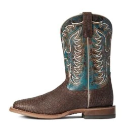 Ariat Men's Stinger Hippo Print & Treacherous Blue Boots 10038504 -Western Cowboy Equipment Store F21 MNS WEST 10038504 side
