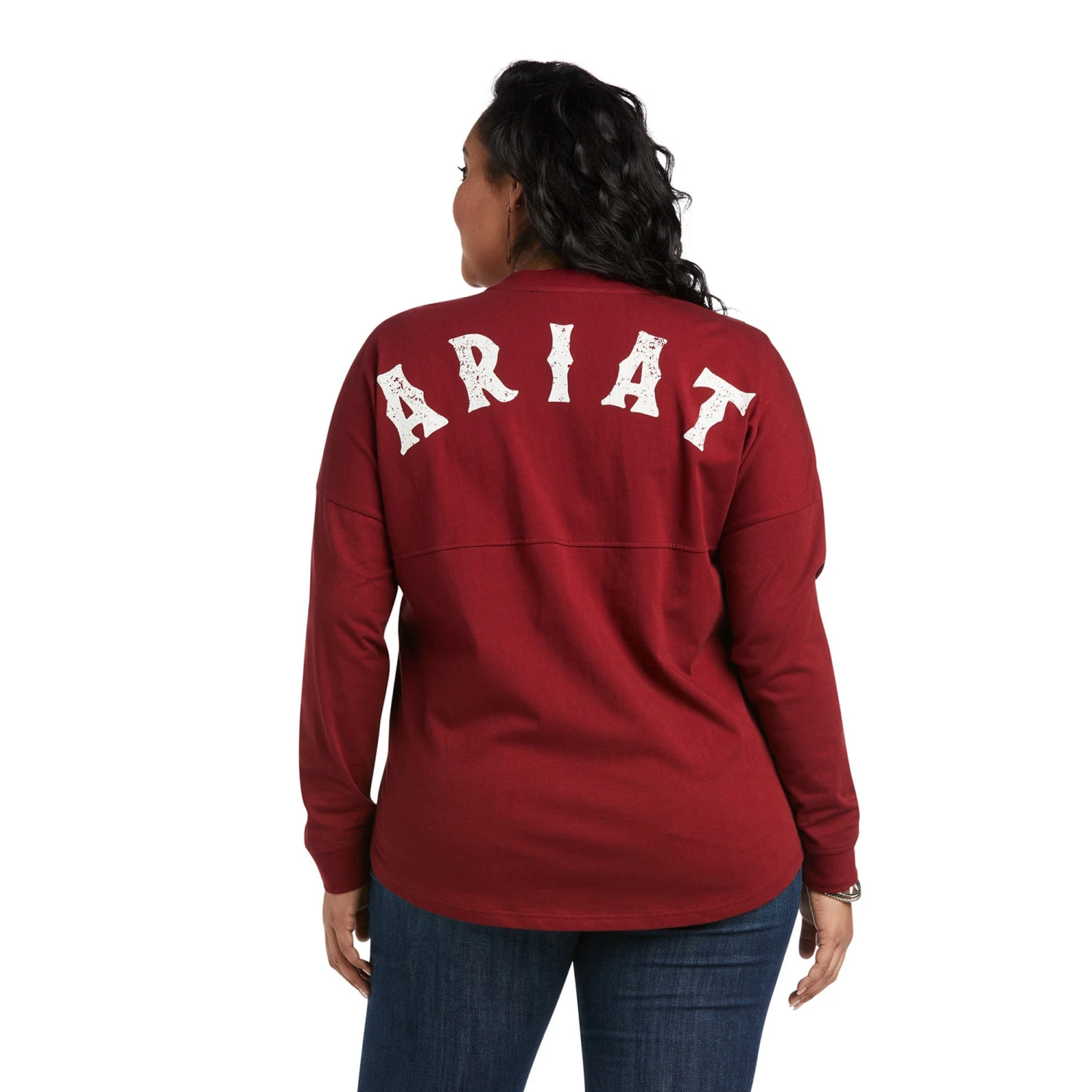 Ariat® Ladies REAL Over Sized Long Sleeve Rhubarb T-Shirt 10037960 2 Ariat® Ladies REAL Over Sized Long Sleeve Rhubarb T-Shirt 10037960 - Image 2