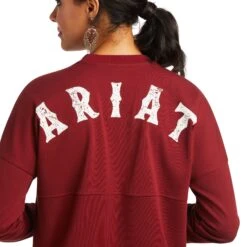 Ariat® Ladies REAL Over Sized Long Sleeve Rhubarb T-Shirt 10037960 5 Ariat® Ladies REAL Over Sized Long Sleeve Rhubarb T-Shirt 10037960 -Western Cowboy Equipment Store F21 WMS WEST 10037960 detail01