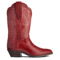 Ariat Ladies Heritage R Toe Rosy Red StretchFit Western Boots 10038433 -Western Cowboy Equipment Store F21 WMS WEST 10038433 side