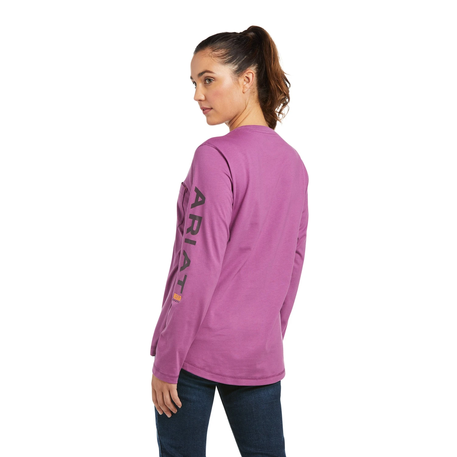 Ariat® Ladies Rebar Workman Logo Amethyst Long Sleeve T-Shirt 10037656 2 Ariat® Ladies Rebar Workman Logo Amethyst Long Sleeve T-Shirt 10037656 - Image 2