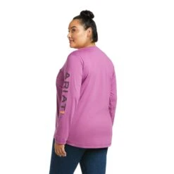 Ariat® Ladies Rebar Workman Logo Amethyst Long Sleeve T-Shirt 10037656 8 Ariat® Ladies Rebar Workman Logo Amethyst Long Sleeve T-Shirt 10037656 -Western Cowboy Equipment Store F21 WMS WORK 10037656 back plus