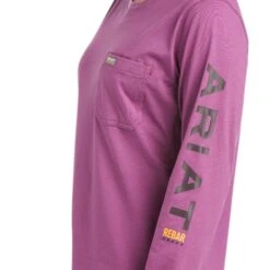 Ariat® Ladies Rebar Workman Logo Amethyst Long Sleeve T-Shirt 10037656 9 Ariat® Ladies Rebar Workman Logo Amethyst Long Sleeve T-Shirt 10037656 -Western Cowboy Equipment Store F21 WMS WORK 10037656 detail01 1