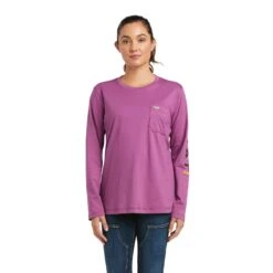 Ariat® Ladies Rebar Workman Logo Amethyst Long Sleeve T-Shirt 10037656