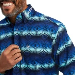 Ariat® Men's Olympian Blue Team Maison Button Down Shirt 10041782 -Western Cowboy Equipment Store F22 MNS WEST 10041782 detail01